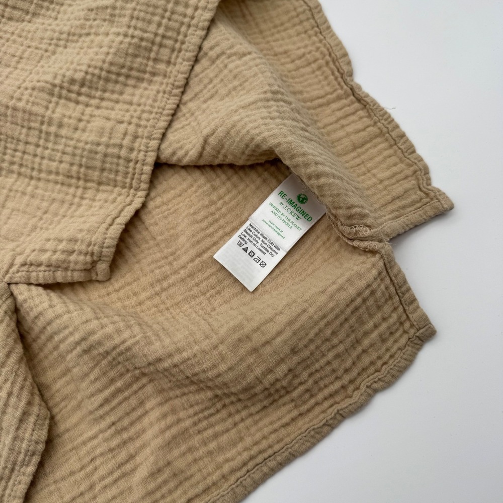 J.Crew Re-Imagined Double Gauze Cotton V-Neck Top Tan Beige XS Short Sleeve - Picture 3 of 4